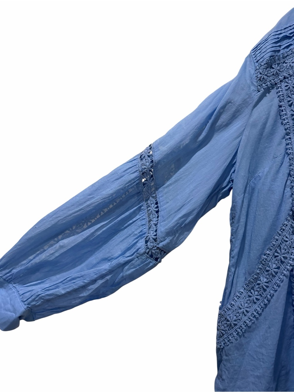 Soft Surroundings 1X Periwinkle Blue Long Sleeve Lace Boho Blouse Plus Size B10 - Picture 4 of 7